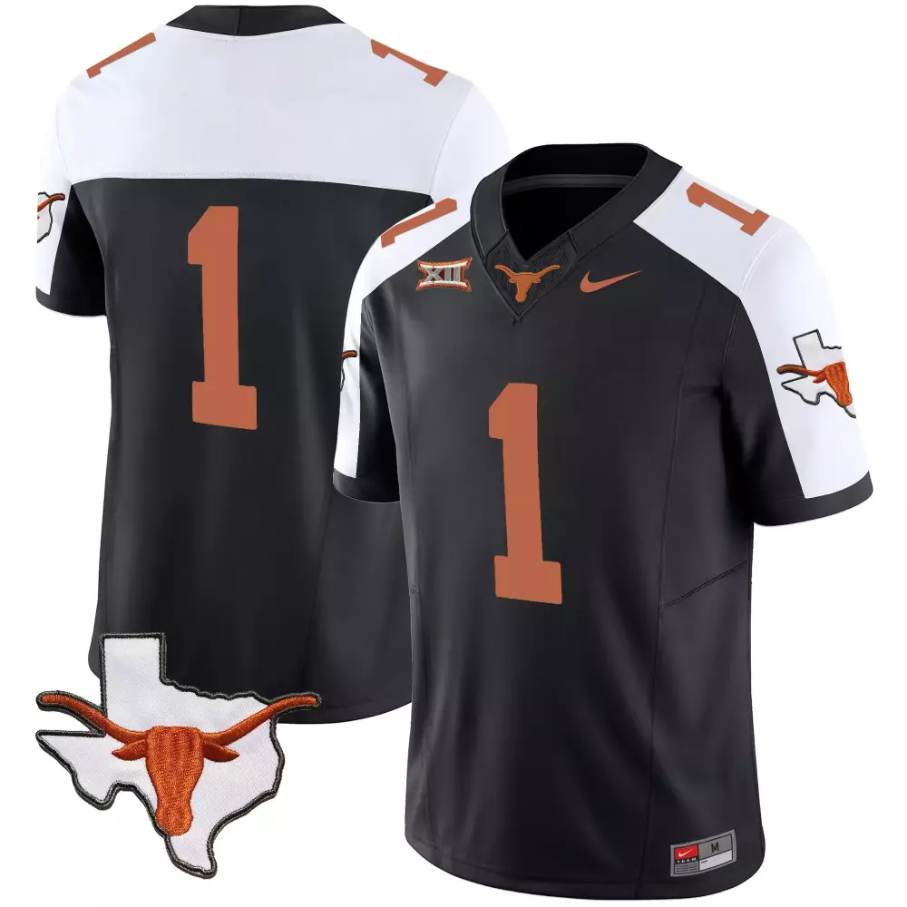 Bijan Robinson 1 Texas Longhorns Jersey Black Big Men White Burnt Orange Alternate