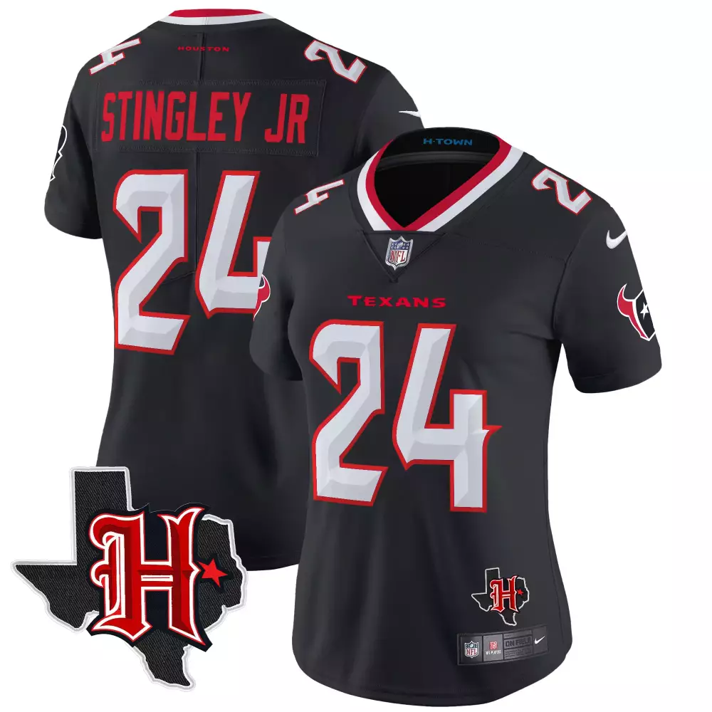 Derek Stingley Jr. 24 Jersey Black H-town Houston Texans Men Standard Red White Vapor