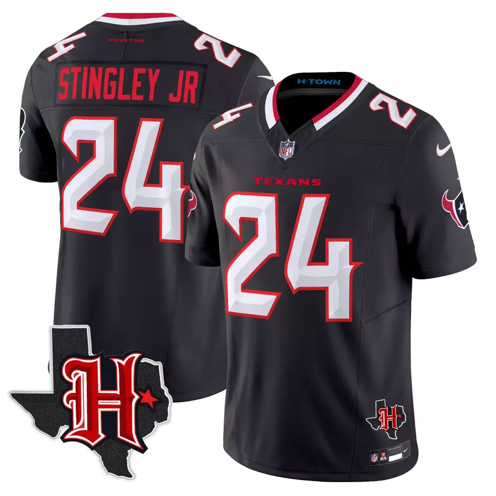 Derek Stingley Jr. 24 Texans Jersey Black Men NFL Red White Vapor Limited v5 All