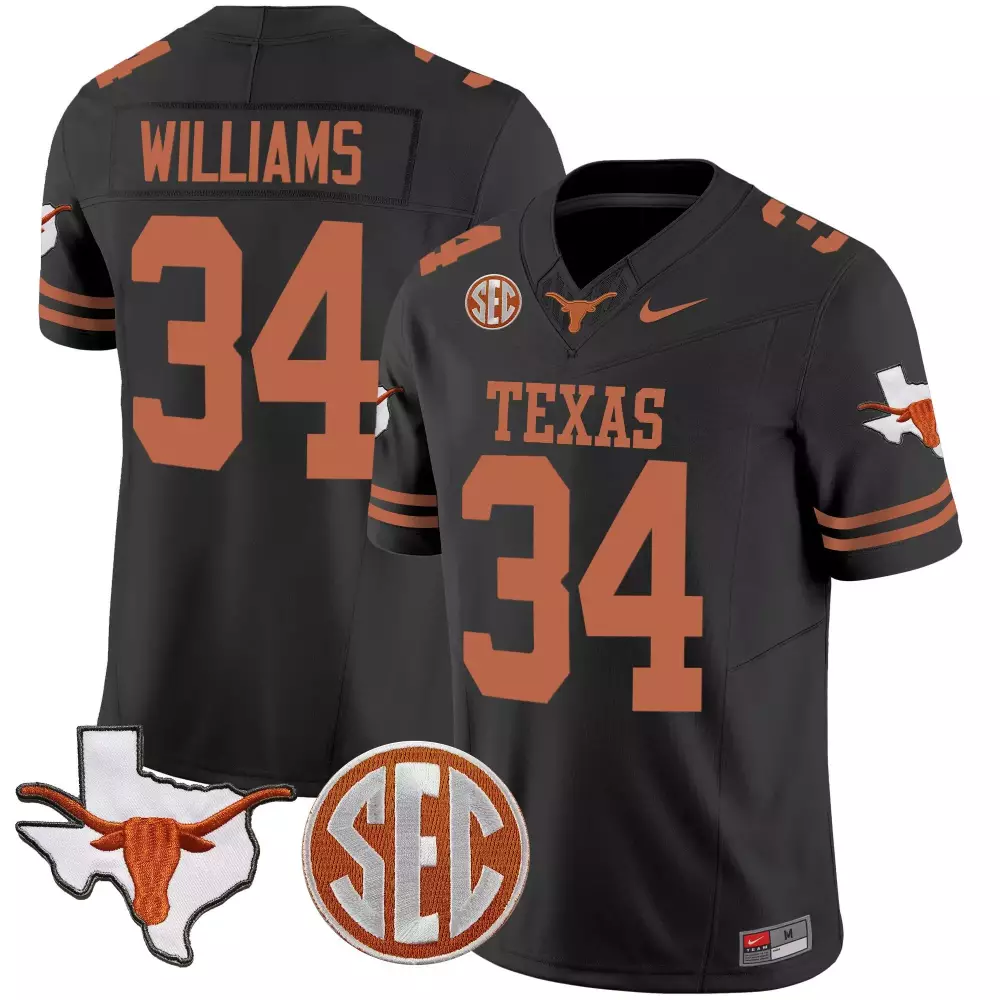 Ricky Williams 34 Texas Longhorns Jersey Black State Outline Longhorn Men Orange