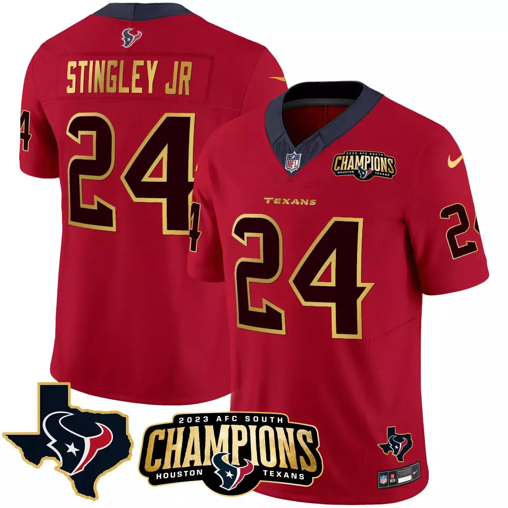 Derek Stingley Jr. 24 Jersey Red AFC South Champions Houston Texans 2023 Men Navy