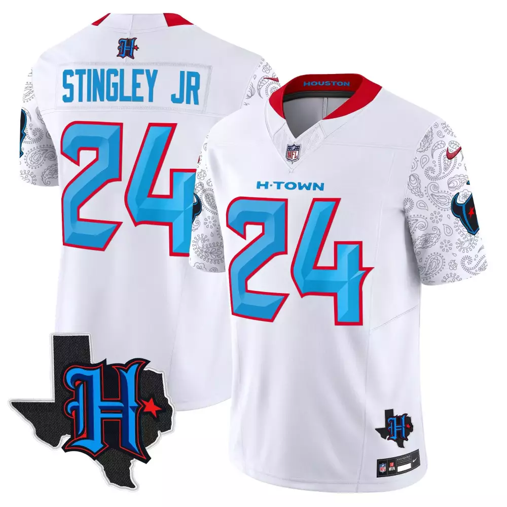 Derek Stingley Jr. 24 Jersey White H-town Houston Texans Texas Shape Men Alternate
