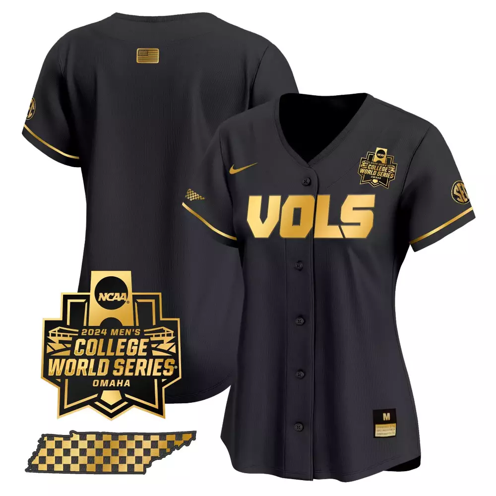 Volunteers College Jersey Black 2024 Men's World Series Tennessee American Flag Women