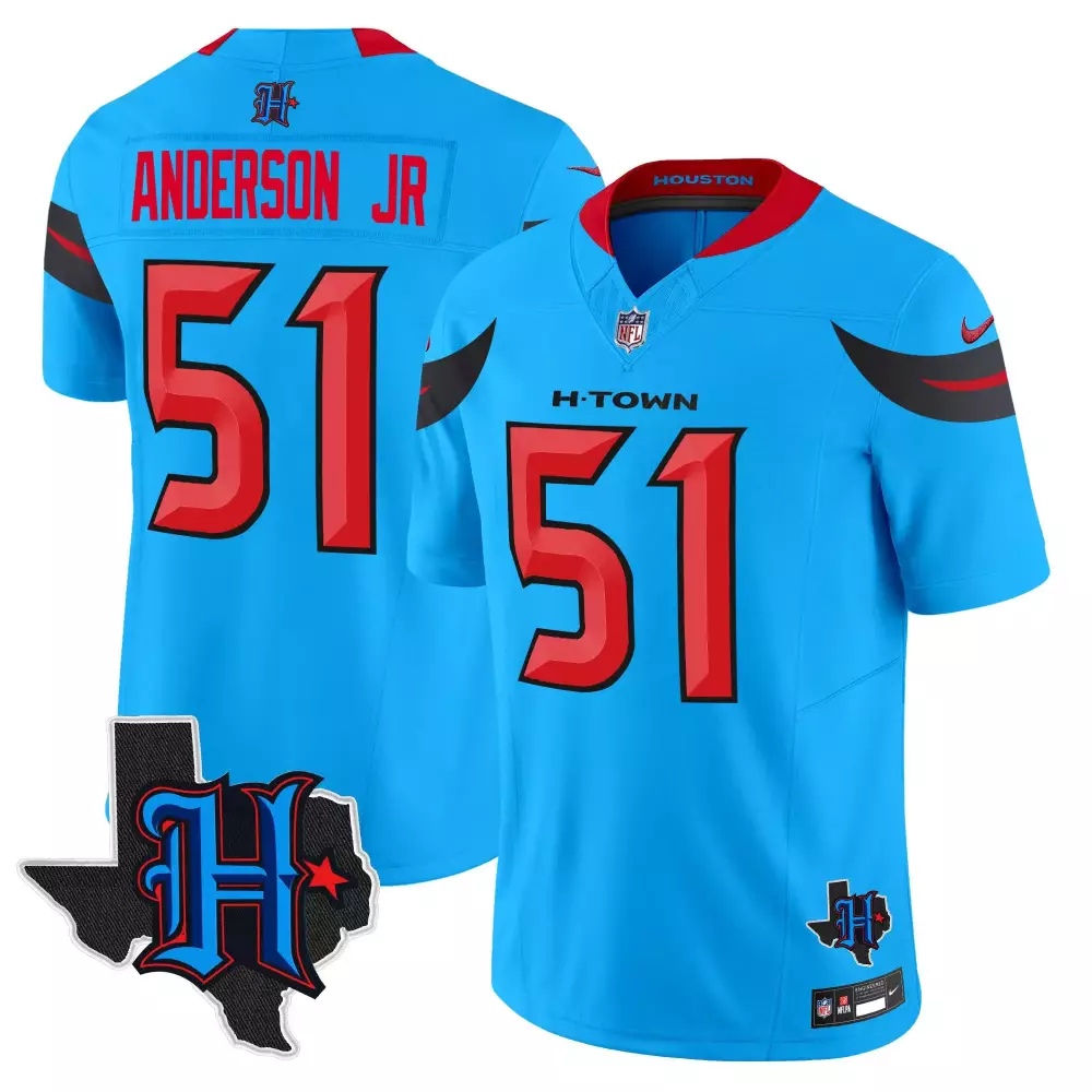 Will Anderson Jr. 51 Jersey Light Blue City Connect Houston Oilers Texas Flag H-town