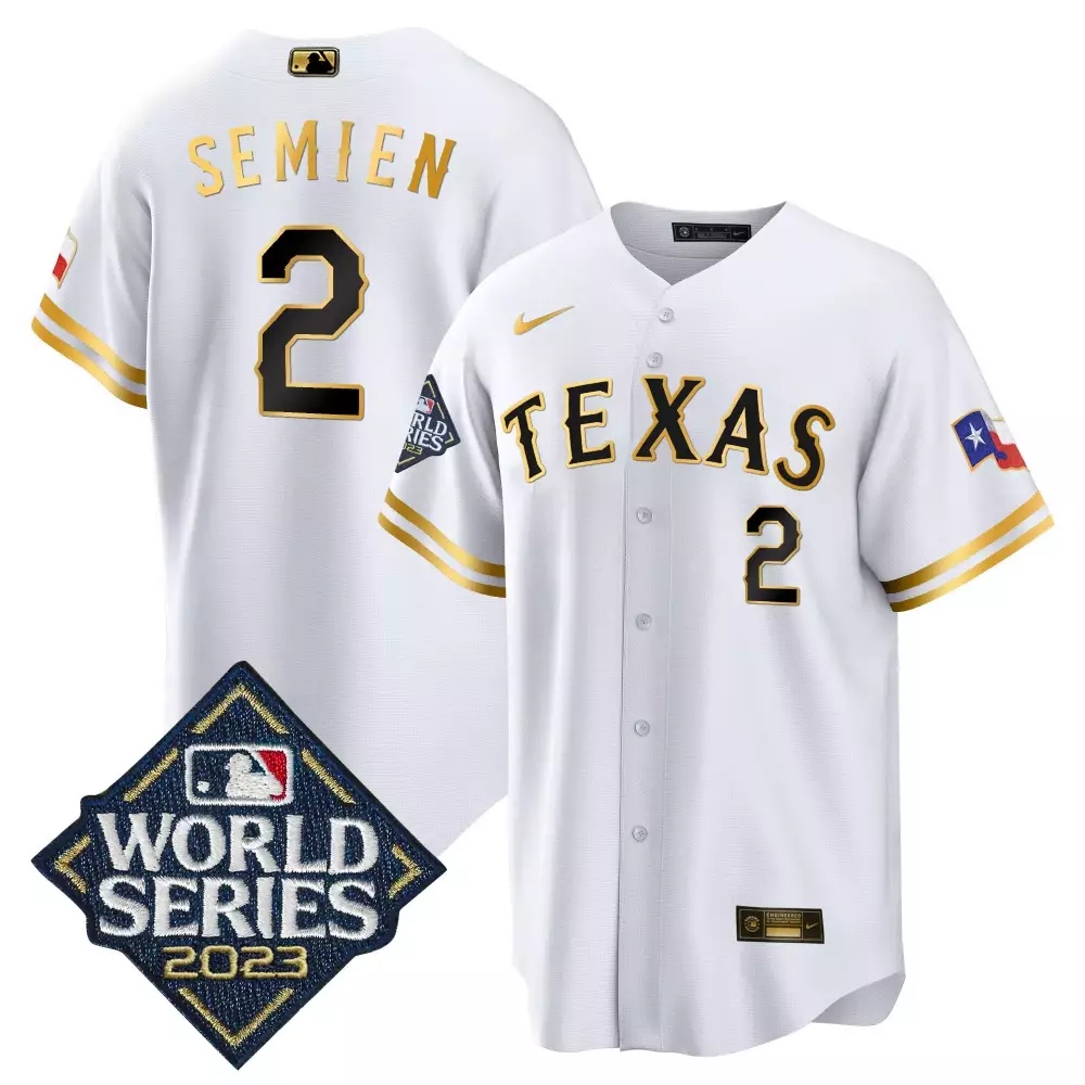 Semien Male 2 Texas Rangers Jersey White World Series 2023 Men Gold Black All Stitched