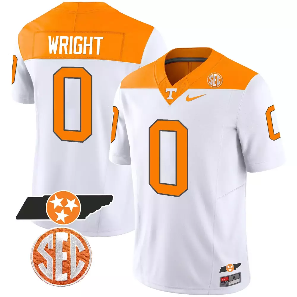 Jaylen Wright Jersey White Tennessee Volunteers State Outline Men Orange Alternate