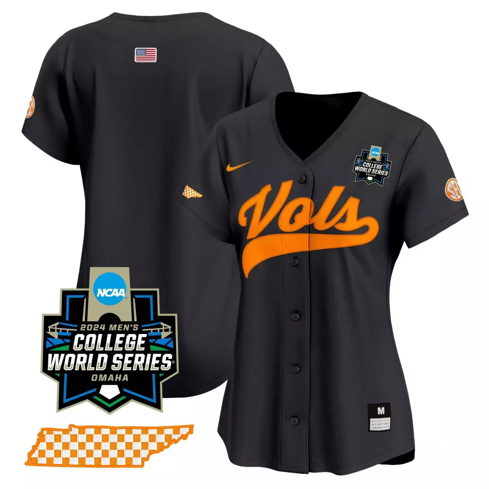 Volunteers College Jersey Black 2024 World Series Tennessee Women Orange Vapor Premier