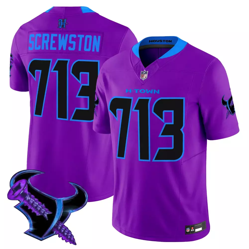 Screwston Houston Texans Jersey Purple Men NFL Alternate Blue Black Vapor Stitched