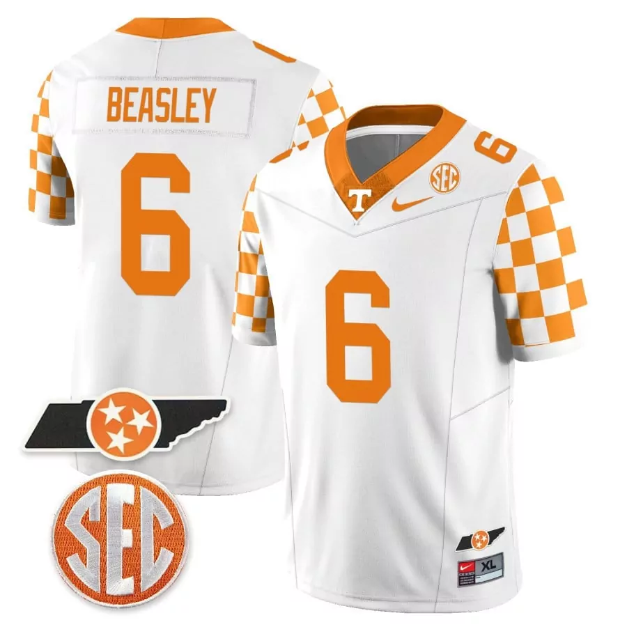 Aaron Beasley 6 Jersey White Tennessee Volunteers State Outline Men Orange Alternate