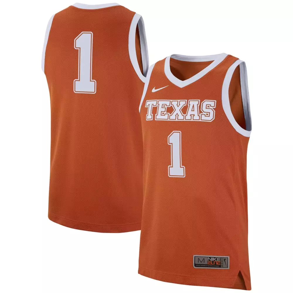 Texas Longhorns 1 Jersey Orange Men White Elite All Stitched Vapor