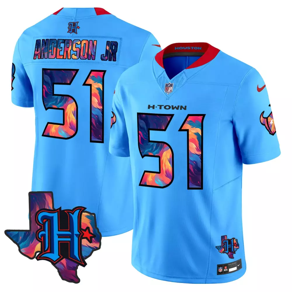 Will Anderson 51 Houston Oilers Jersey Blue H-town Men NFL Alternate Custom Design