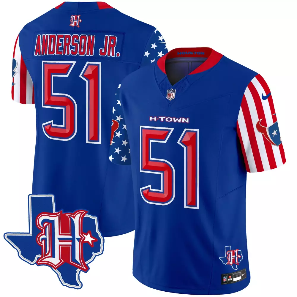 Will Anderson 51 Houston Texans Jersey Royal Blue Battle Red Men Alternate Split Design
