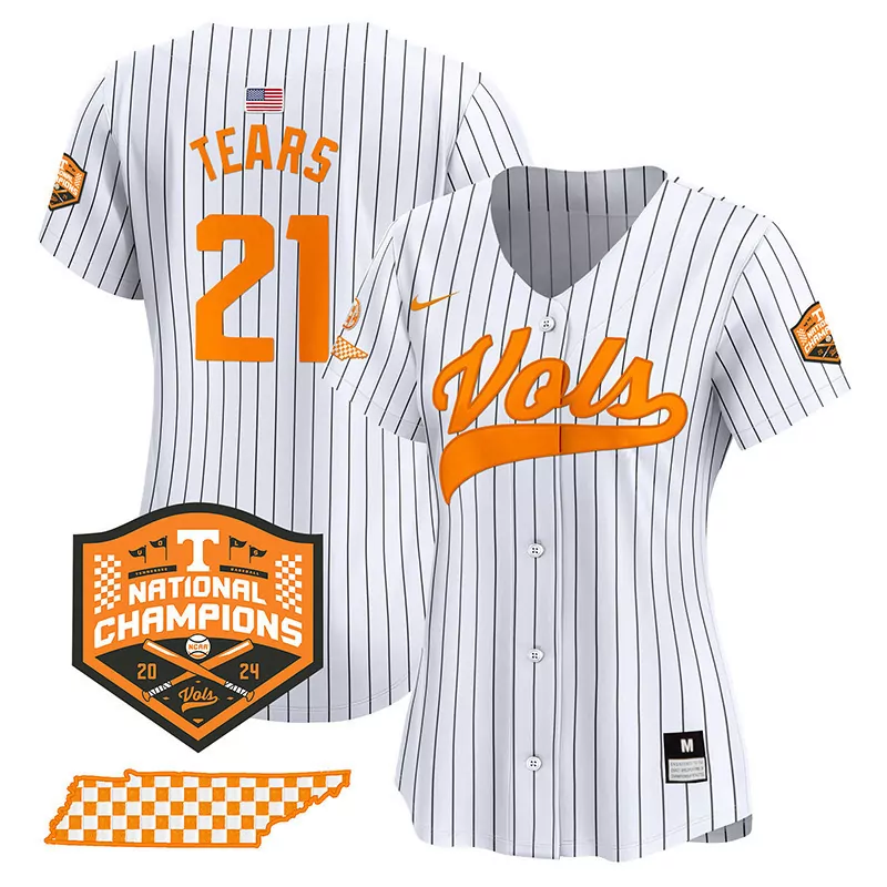 Kavares Tears 21 Jersey White Tennessee Volunteers National Champions 2024 Baseball
