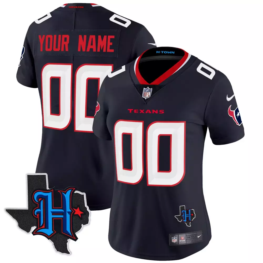 Custom Texans Jersey Navy Blue H-town Women Red White Vapor Limited All Stitched