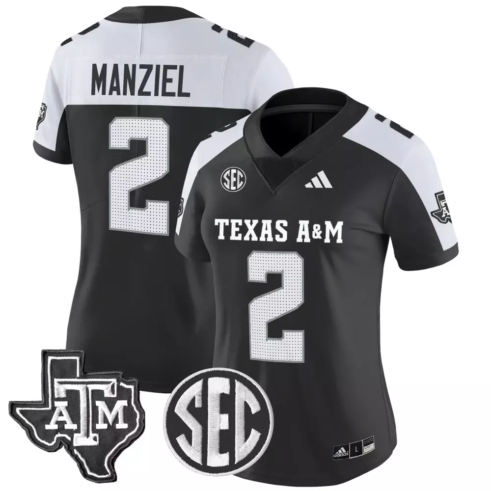 Manziel M 2 Texas A&m Jersey Black Men Split Design White Vapor Limited All Stitched