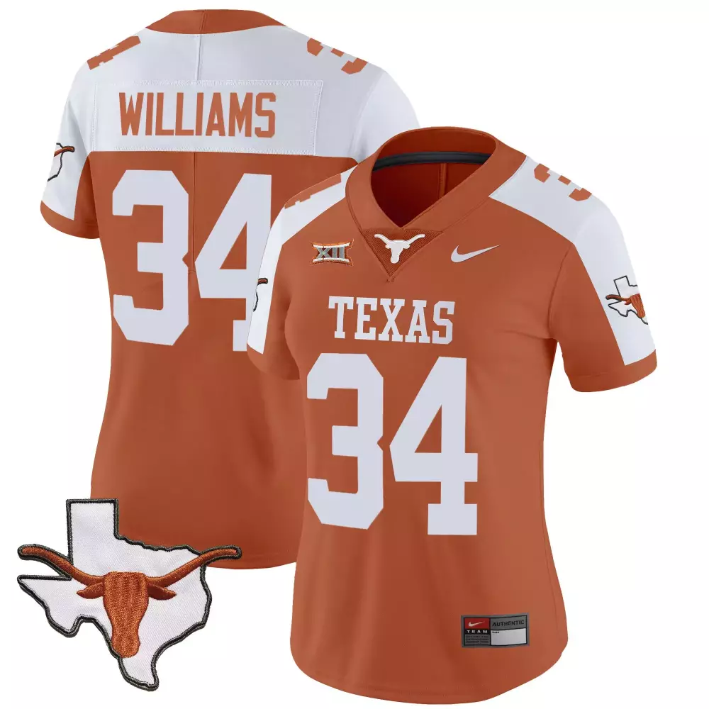 Ricky Williams 34 Texas Longhorns Jersey Orange Women White Alternate Vapor Limited