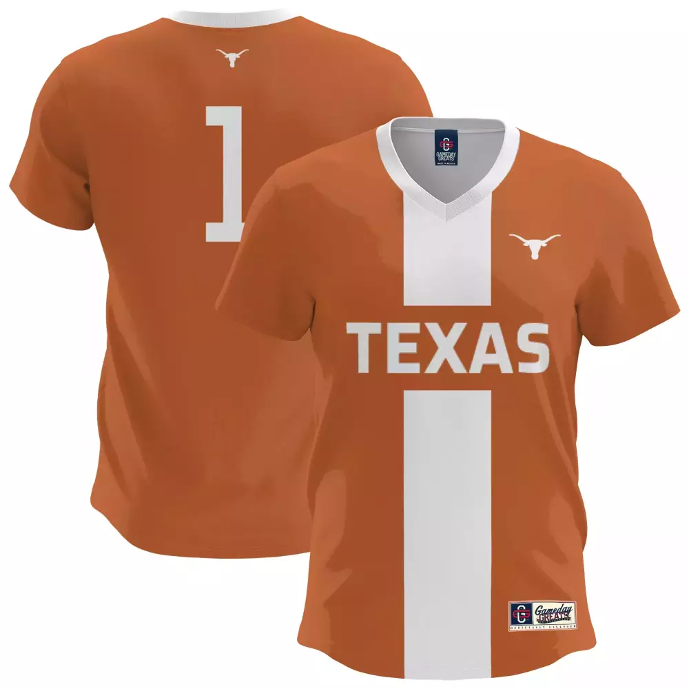 Texas Longhorns 1 Jersey Orange Gameday Greats Split Design White Vapor All Stitched