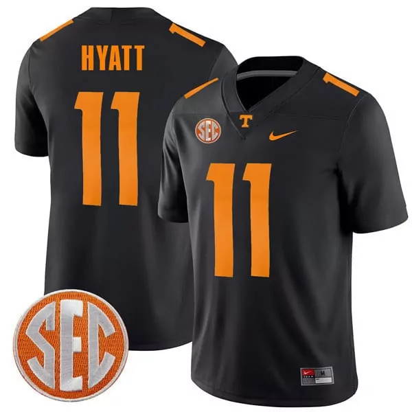 Jalin Hyatt 11 Jersey Black Tennessee Volunteers Men Orange Game All Stitched