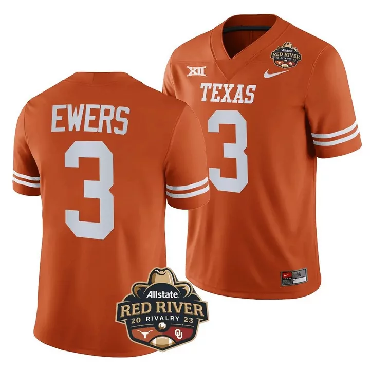 Quinn Ewers 3 Texas Jersey Orange Men White All Stitched Vapor