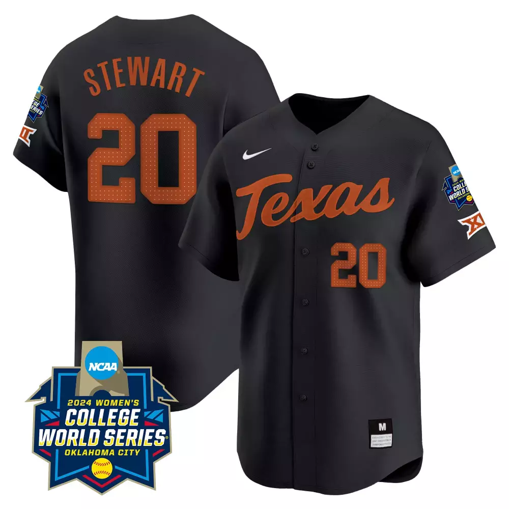 Katie Stewart 20 Texas Jersey Black 2024 Women's College World Series Women Orange