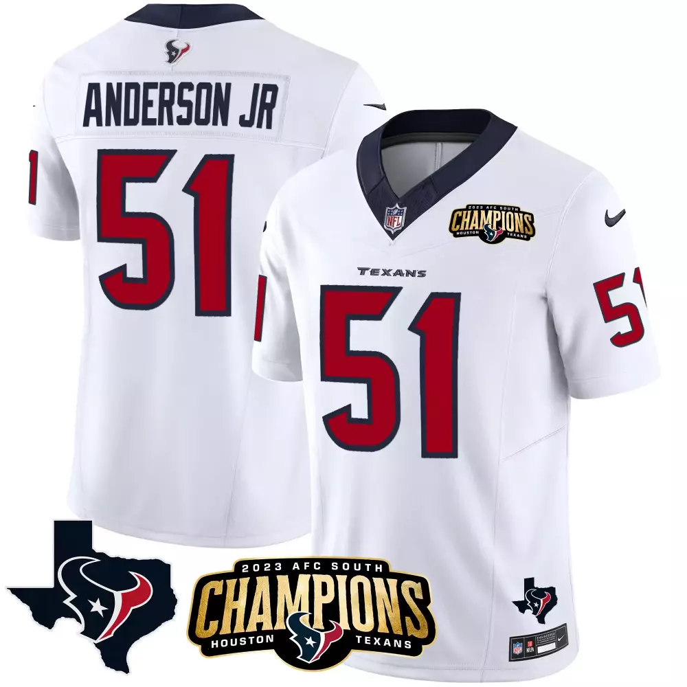 Will Anderson Jr. 51 Texans Jersey White 2023 AFC South Champions Men Replica Red