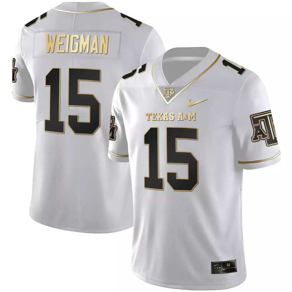 Conner Weigman 15 Texas A&m Jersey White Men Black Gold Limited Vapor All Stitched