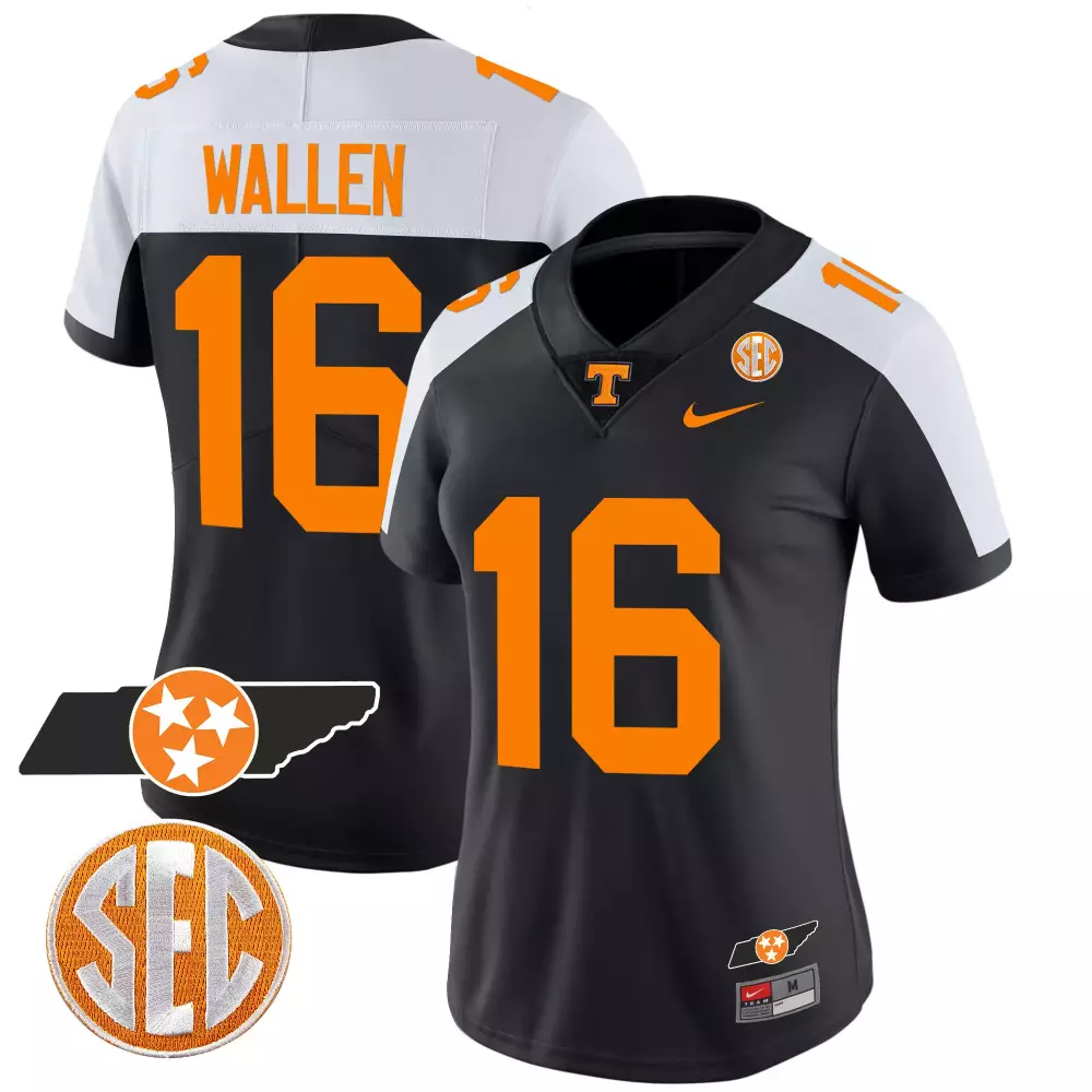 Wallen Volunteers 16 Jersey Black Tennessee Women Orange White Stitched Vapor Alternate