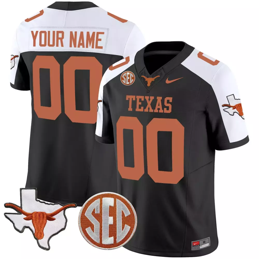 Custom Texas Longhorns Jersey Black Shape Men White Orange Alternate Vapor v2 All