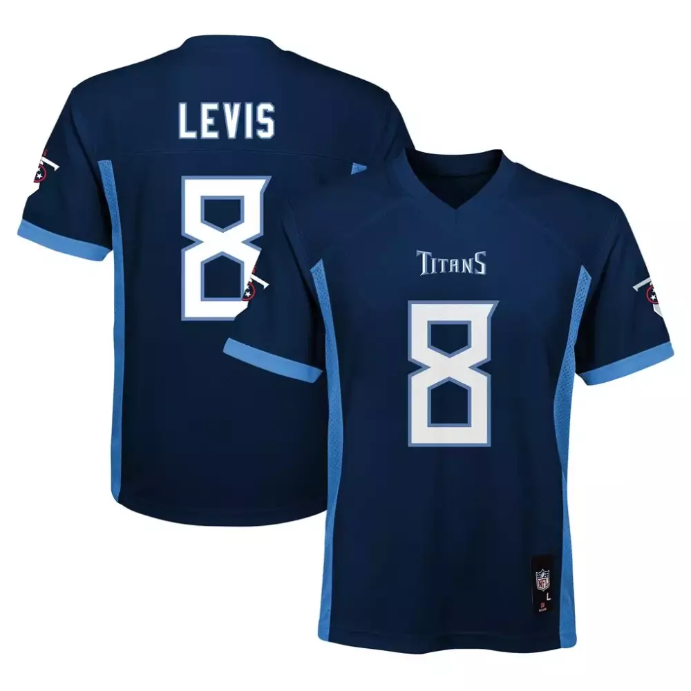 Will Levis 8 Titans Jersey Navy Blue Men NFL Light White Replica