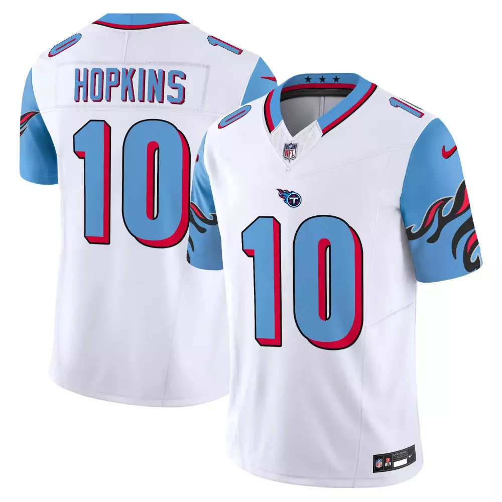 Deandre Hopkins 10 Jersey White Tennessee Titans Men Alternate Light Blue Red Vapor