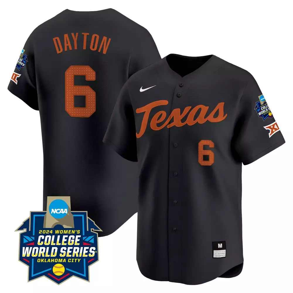 Bella Dayton 6 Texas Jersey Black 2024 Women's College World Series Women Orange