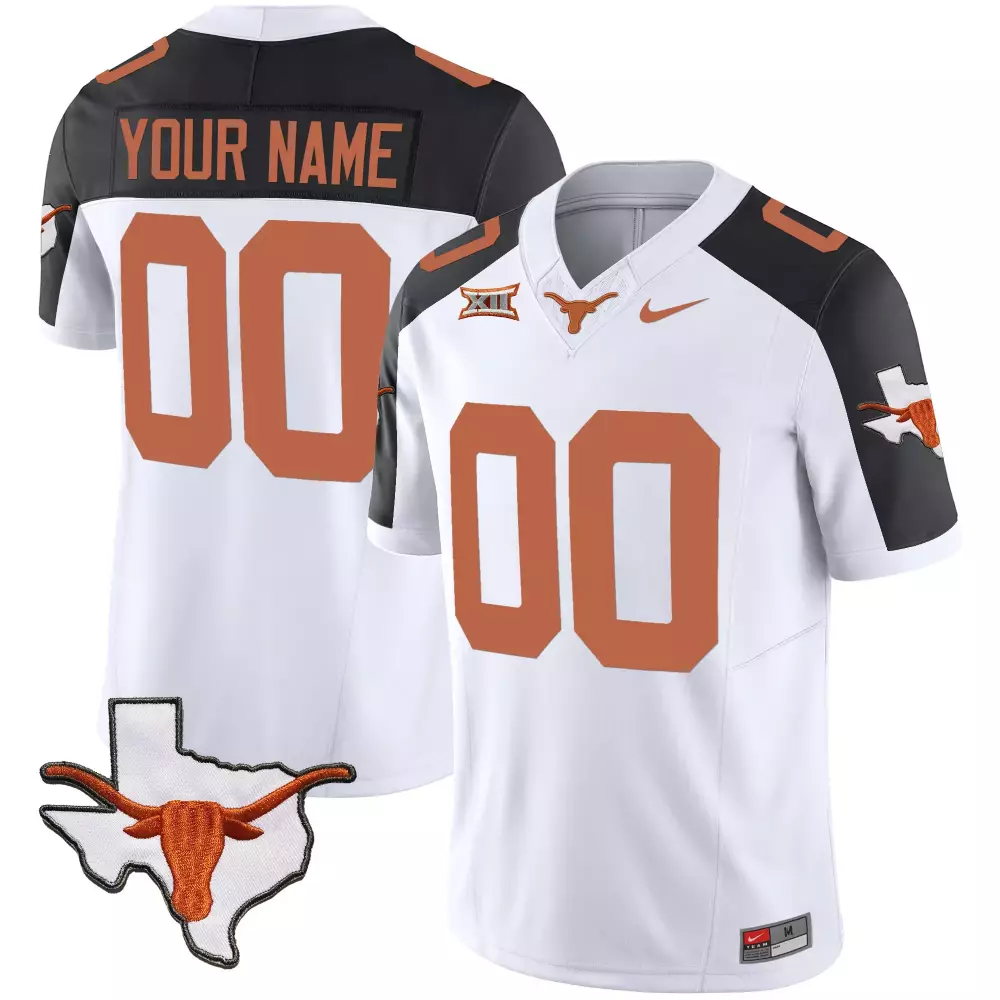 Custom Texas Longhorns Jersey White Men Black Orange All Stitched Vapor Limited