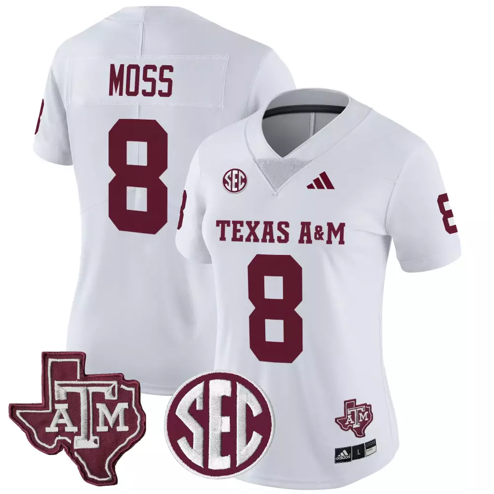Moss M 8 Texas A&m Jersey White Women Maroon Vapor Limited All Stitched