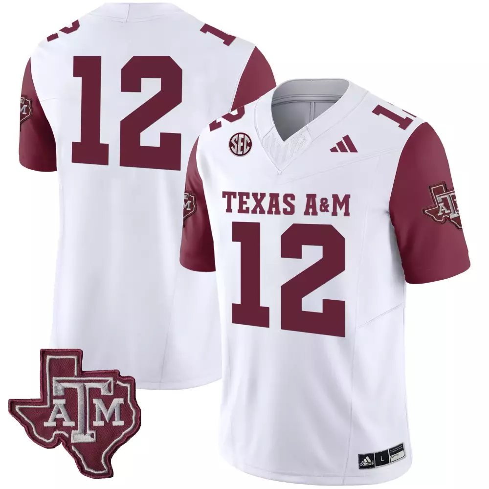 Pinstripe Am 12 Texas A&m Aggies Jersey White Men Maroon Vapor Limited All Stitched