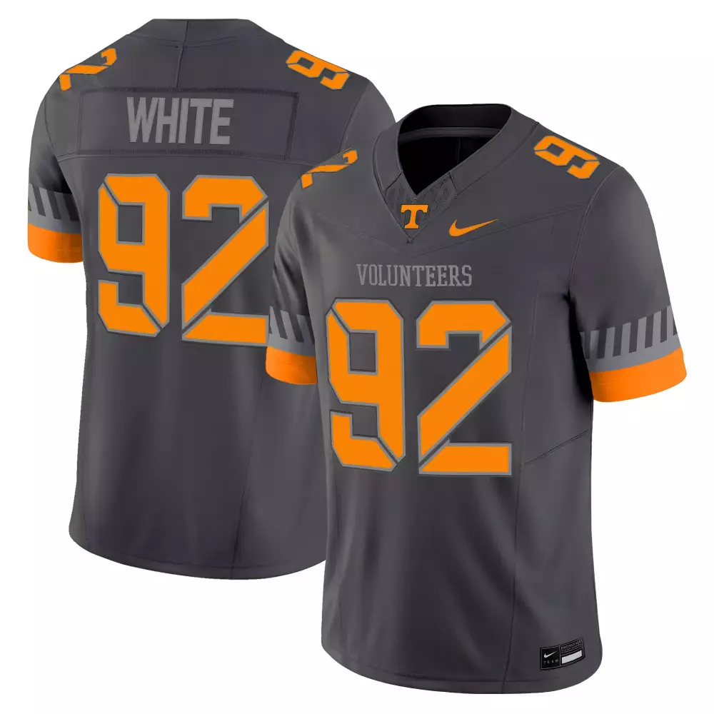 White 92 Tennessee Volunteers Jersey Grey Men Orange Vapor Stitched Embroidered