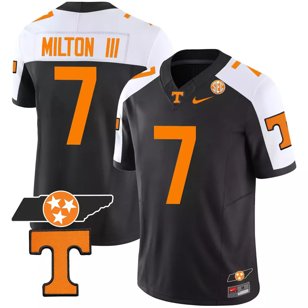 Joe Milton 7 Tennessee Volunteers Jersey Black Men Alternate White Orange v2 Stitched