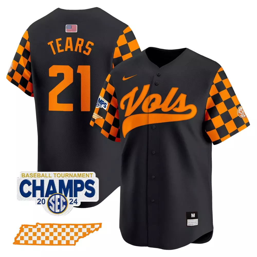 Kavares Tears 21 Vols Jersey Black SEC Tournament Champs 2024 Men Split Design Orange