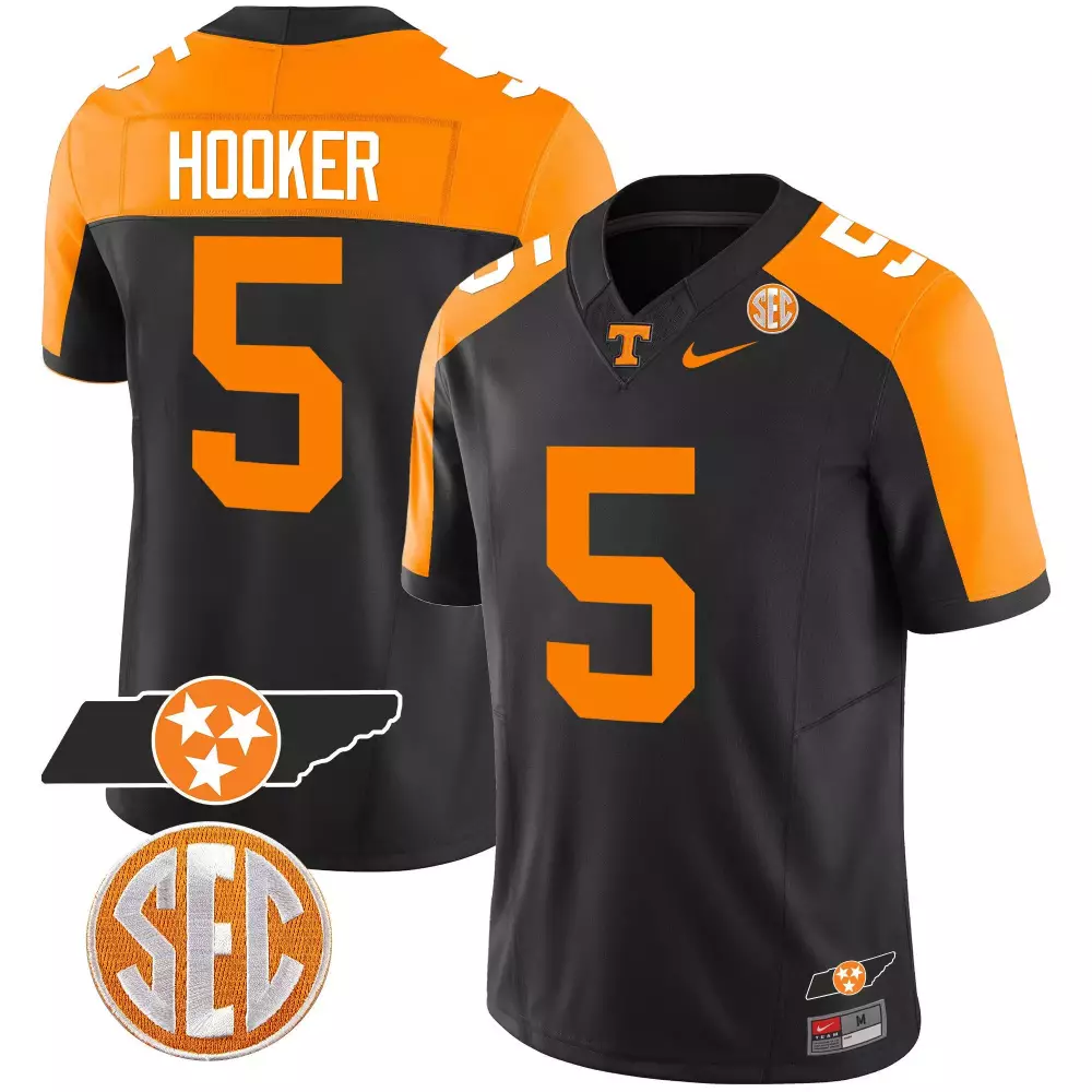 Hendon Hooker 5 Jersey Black Ncaa Tennessee Volunteers Outline Men Orange Alternate