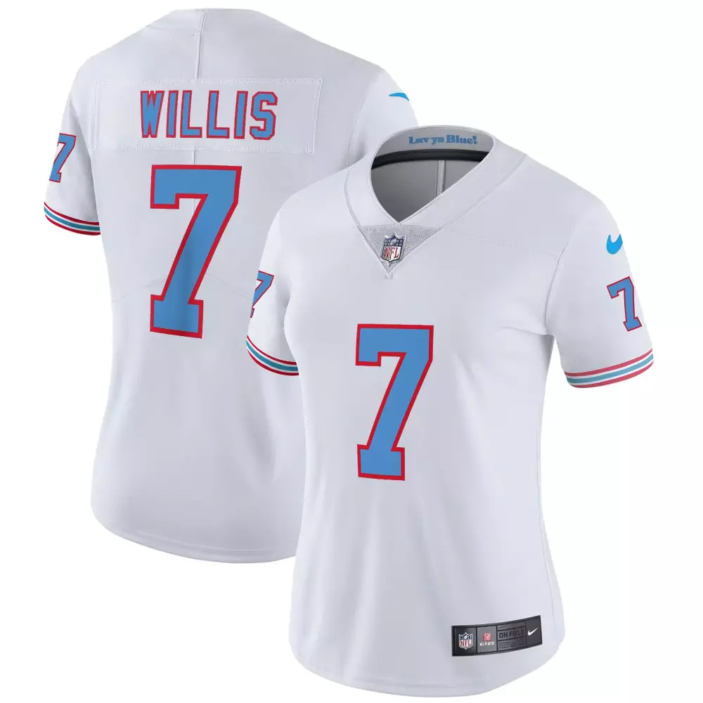 Malik Willis 7 Tennessee Titans Jersey White Women Official Alternate Light Blue