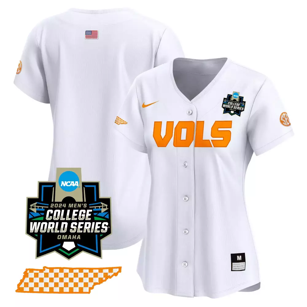 Volunteers College Jersey White 2024 Men's World Series Tennessee Men Orange Vapor