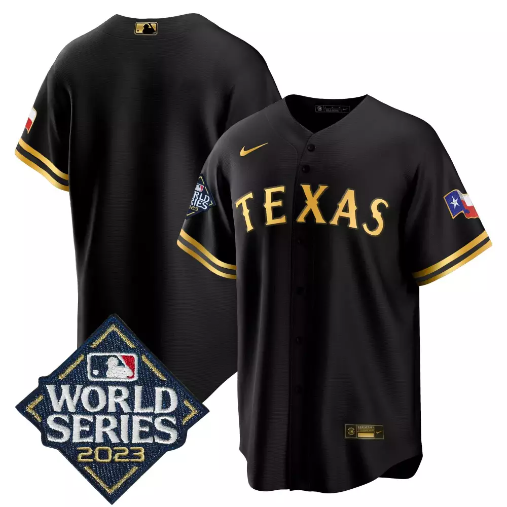 Custom Texas Rangers Jersey Black World Series 2023 Men Gold All Stitched Vapor