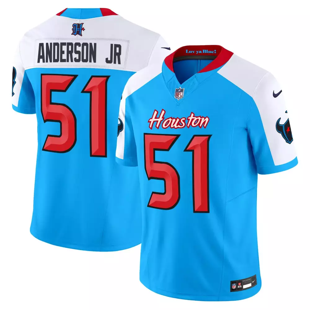 Will Anderson Jr. 51 Jersey Light Blue Houston Texans Men Alternate Split Design