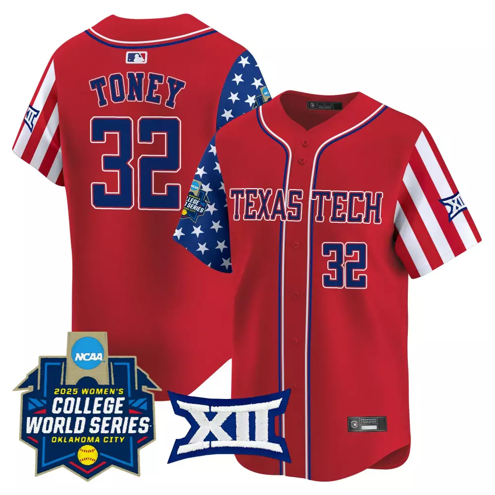 Celebrity Softball 32 Texas Tech Jersey Red College World Series Big 2025 Women Split Design