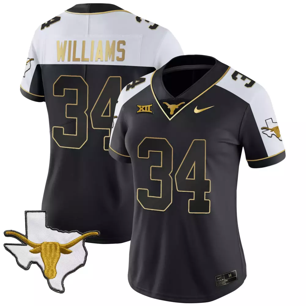 Jonah Williams 34 Texas Longhorns Jersey Black State Outline Longhorn Women Alternate