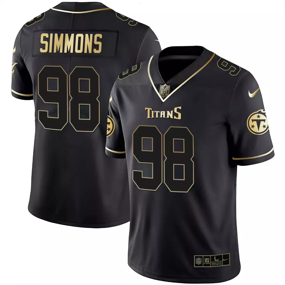 Jeffery Simmons 98 Titans Jersey Black Men Gold All Stitched Vapor