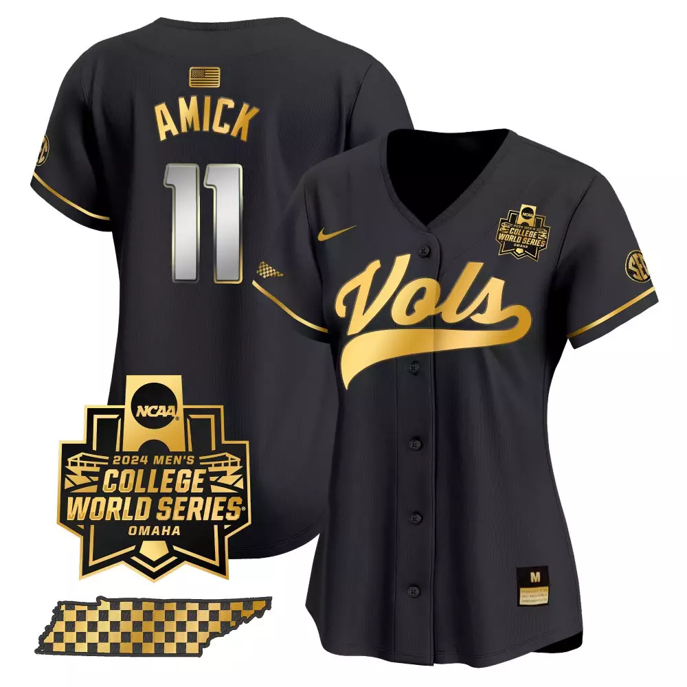 Billy Amick 11 Jersey Black 2024 Men's College World Series Tennessee Volunteers