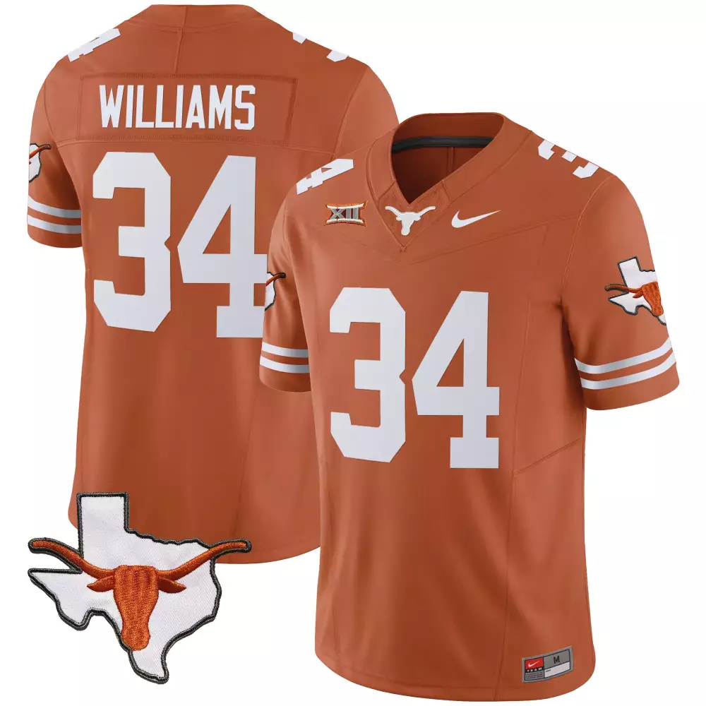 Ricky Williams 34 Texas Longhorns Jersey Orange Shape Longhorn Men White Stitched