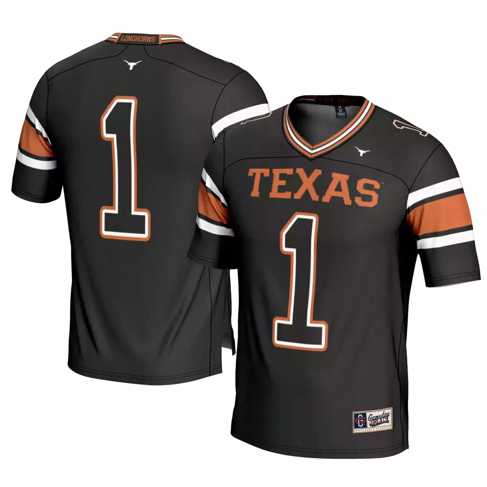 Texas Longhorns 1 Jersey Black Men Orange White All Stitched Vapor Custom