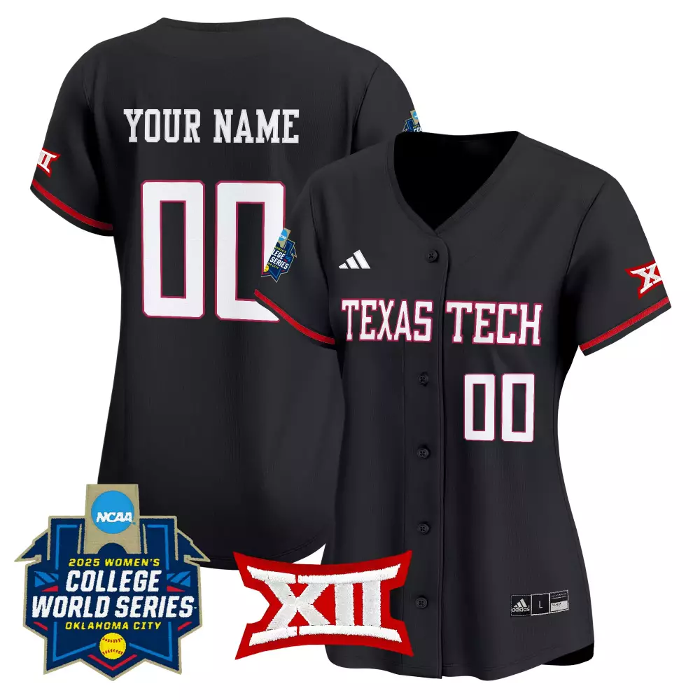 Custom Texas Tech Jersey Black College World Series Big Women Red White Vapor