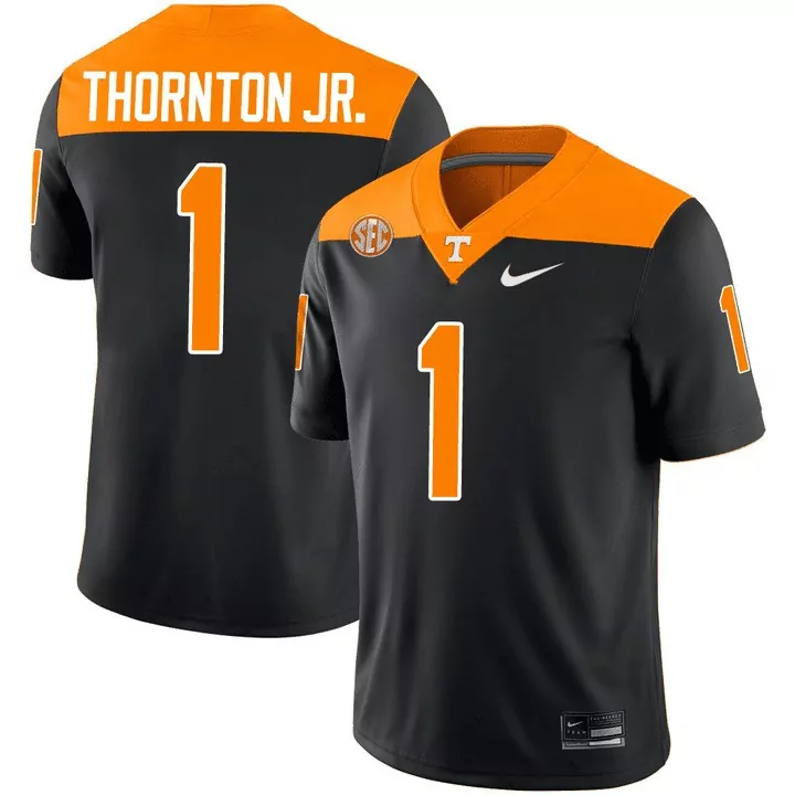 Thornton Jr. 1 Jersey Black Tennessee Volunteers Men Orange All Stitched Vapor
